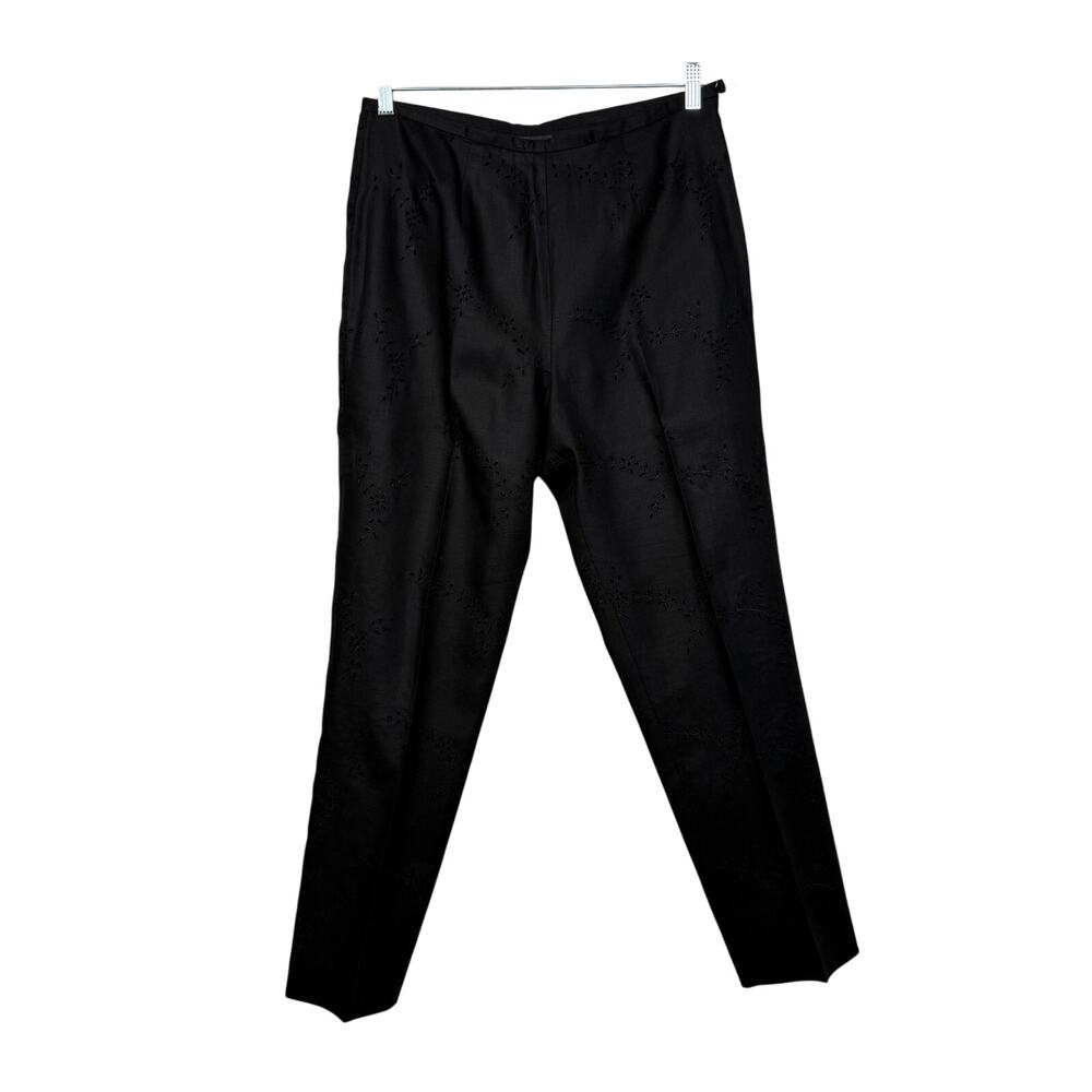 Vintage Harold’s Linen Pants 10 Black Eyelet Side Zip Minimalist Coast